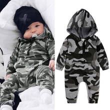 Macacão camuflado para bebês, nova moda infantil, meninos e meninas, estampa de cervo, de algodão, com capuz, para recém-nascidos, primavera, outono 2024 - compre barato