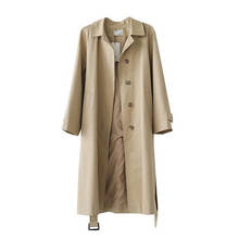 Casaco trench longo feminino casual lm236, sobretudo escondido de alta qualidade com botões simples e estiloso para primavera e outono, 2019 2024 - compre barato