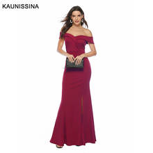 Kakissina-vestido de noche sin hombros para mujer, ropa Sexy para fiesta de graduación, largo, con cremallera, elegante 2024 - compra barato