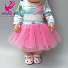 Roupas de boneca flamingo brinquedos vestido para boneca de bebê 18 polegadas boneca de menina vestido rosa vestido bebê presente de aniversário 2024 - compre barato