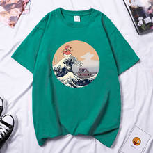 Hokusai On The Cliff By The Sea Woman T Shirt Harajuku Vintage T-Shirt Korean Style T-Shirts 2021 Summer Women Short Sleeve Tops 2024 - buy cheap