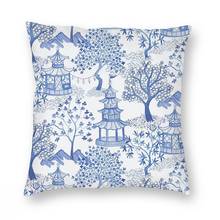 Pagoda Forest Throw Pillow Cover Cushions for Sofa Blue Delft Vintage Cushion Covers 2024 - buy cheap