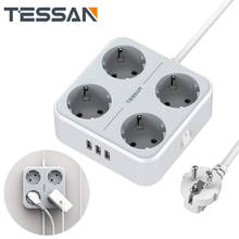 TESSAN EU Power Strip Socket 6 in 1 with 3 AC Socket 3 USB Ports 1.8M Extension Cord Multi Plug Socket Adapter Surge Protector 2024 - buy cheap