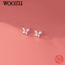 Woozu brincos de prata esterlina 925, adorável, borboleta, cristal, zircônia, piercing, pino, para mulheres, casamento, adolescente, joia da moda, presente 2024 - compre barato