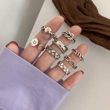 Morivovog 925 Sterling Silver 8 Style Chain Retro Rings for Women Japan Korea Industrial Statement Style Rings Rock Punk Jewelry 2024 - buy cheap