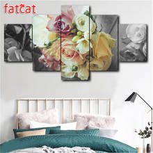 FATCAT-pintura de diamante Rosa vida tranquila, cuadrados o redondos de imitación bordado de diamantes, decoración para el hogar, 5 piezas, AE1843 2024 - compra barato