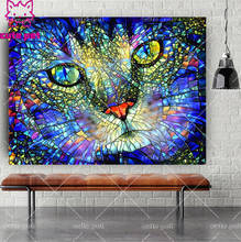 Kit de pintura de diamantes 5D de gato bonito, mosaico de diamantes de imitación, cuadro completo cuadrado y redondo, cuentas de cristal para manualidades, pintura para niños, decoración del hogar 2024 - compra barato