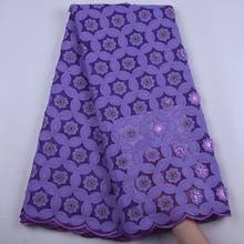 Latest Nigerian Lace Fabrics 2020 High Quality Purple Sequins Lace Fabric African Net 3D Lace French Sequins Lace Fabric S1899 2024 - buy cheap
