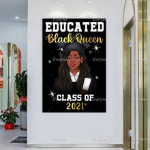 Lienzo de Arte de pared de Reina negra educada, póster de chica negra graduada, lienzo de regalo de graduación, regalo de decoración del hogar de pared de clase 2021 2024 - compra barato