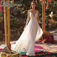 Mryarce 2020 New Boho Chic Lace Wedding Dress Open Back Flowy Chiffon Bridal Gowns 2024 - buy cheap