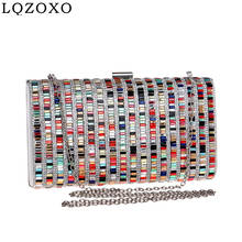 Bohemian style women rhinestones clutch bags one side plastic party wedding evening bags shoulder chain purse 2024 - buy cheap