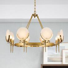 Lámpara de araña de cobre, candelabro moderno minimalista de mármol nórdico, sala de estar, comedor, dormitorio, nueva personalidad 2024 - compra barato