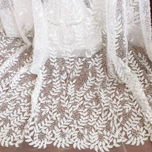 Handmade Beads Sequins Embroidery Embroidered Mesh Transparent Fabric Wedding Dress Diy Material Dress Decorative Cloth RS2506 2024 - buy cheap