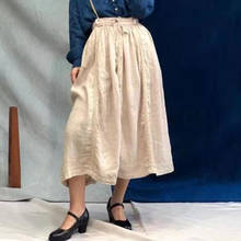 Johnature New Cotton Linen Vintage Embroidery  Strap Skirts For Women 2022 Summer Solid Color Loose Female Skirts 2024 - buy cheap