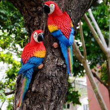 Resin Parrot Statue Wall Mounted DIY Outdoor Garden Tree Decoration Animal Sculpture For Home Office Garden Decor Ornament 2024 - buy cheap