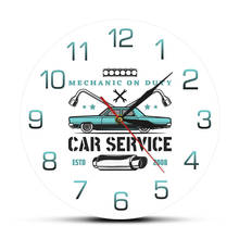 Mechanic On Duty Car Service Clock Custom Auto Sign Garage Personalized Wall Clock Vintage Car Repair Shop Logo Time Clock 2024 - buy cheap