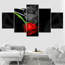 Pintura em tela para parede, 5 peças, flores de rosa vermelha para sala de estar, decoração de casa, pôster modular, imagens de decoração de parede 2024 - compre barato