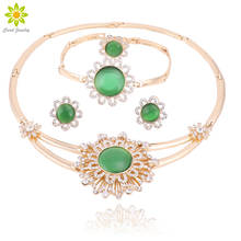 3Color Opal Bridal Jewelry Sets For Women Wedding Gold Color Indian Crystal Necklace Set Earrings Lady Dubai Jewelry Sets 2024 - buy cheap
