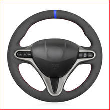 Cubierta de ante negro para volante de coche, accesorio cosido a mano para Honda Civic 8, 2006, 2007, 2008-2010, 2011 (3 radios) 2024 - compra barato