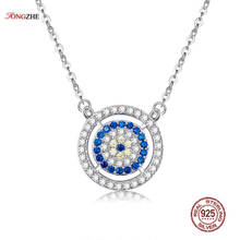 TONGZHE Authentic 925 Sterling Silver Women Pendants Necklace Blue Crystal Lucky Eyes Turkey Jewelry Anniversary Gift KLTN035-1 2024 - buy cheap