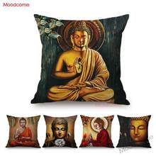 Gautama Buddha Sakymuni Oil Painting Buddism Home Decoration Art Throw Pillow Case Southeast Asia Style Car Pillow Cushion Cover 2024 - buy cheap