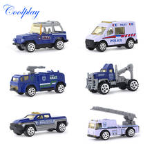 6PCS/Set 1:64 Mini Police Alloy Car Sliding Truck Model Metal Vehicles Fire Engine Diecast Car Toy for Children Birthday Gifts 2024 - buy cheap