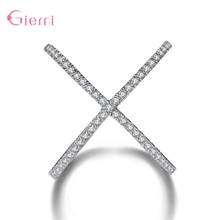 New Fashion Unique Original 925 Sterling Silver Jewelry Elelgant Shinning Crystals Cross Shape Ring For Women Party 2024 - buy cheap