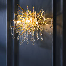 Postmodern luxury crystal LED wall light Nordic golden wall lamps for bedroom bedside living room deco lights  corridor lighting 2024 - купить недорого