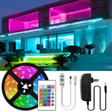 Fita de led rgb neon com controle 5050, kit de luzes decorativas de feriado com adaptador dc 12v 2024 - compre barato