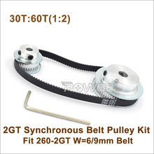 POWGE 30 Teeth 60 Teeth GT2 Timing Belt Pulley Kit 1:2 Speed Ratio 30T:60T 2M/2GT Reduction Pulley For W=6/9mm 260-2GT Belt 2024 - buy cheap