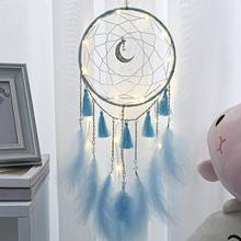 Moon Tassel Handmade with LED Light Dreamcatcher Pendant Creative Hollow Wind Chimes Wall Hanging Car Ornament Craft Home Decor 2024 - buy cheap