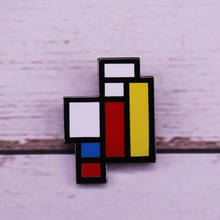 Emblema da pintura abstrata geométrica do broche da arte de mondrian 2024 - compre barato