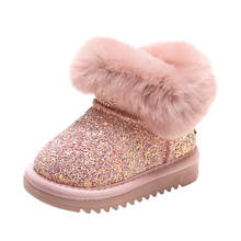 Brand Baby Girls Boys Snow Boots,Bling Sequied Thick Plush Warm Toddler Winter Ankle Boot With Fur,Pink Black Twinkle Kids Shoes 2024 - buy cheap