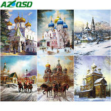 AZQSD DIY Oil Painting By Numbers Building Handpainted Gift Adult Coloring By Numbers Winter Landscape Home Decoration 2024 - buy cheap