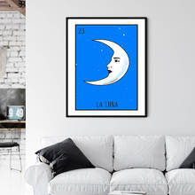 Poster vintage oteria la luna pintura em tela antigo crescente lua rosto imagem retro mexicano folk arte imprime decoração da parede casa 2024 - compre barato