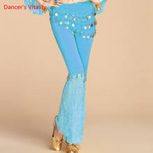 Women's Milk silk + lace Belly Dance Pants 7 Colors Workout Dance Pants For Bellydancer India Princess Sequins Belly Dance Free 2024 - buy cheap
