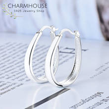 Pure 925 Silver Earrings For Women White/Black U Hoop Earing Brincos Femme Pendientes Wedding Bridal Jewelry Accesories Bijoux 2024 - buy cheap