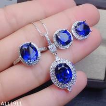 KJJEAXCMY fine jewelry 925 sterling silver inlaid Natural sapphire Necklace Ring Earring trendy female Suit Support exquisite 2024 - buy cheap