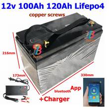Lifepo4 12V 100Ah 120Ah 12.8v LFP battery 100A BMS 150Ah bluetooth App for 1200w solar system motor home boat RV +10A charger 2024 - buy cheap