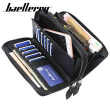 Business Brand Baellerry Long Wallet Men Double Zipper PU Leather Wallets Purse for Men Clutch Male Card Holder Phone Bag 2024 - buy cheap