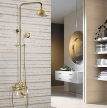 Роскошный золотой Латунный смеситель для душа в ванную комнату, настенный набор с ручным душем, смеситель для холодной и горячей воды, смеситель zgf373 2024 - купить недорого