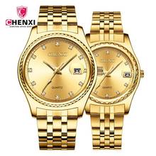 Brand CHENXI Luxury Watches Fashion Lovers Watches Luxury Rhinestone Gold Couple Watches Women Men Stainless Steel Quartz Watch 2024 - buy cheap