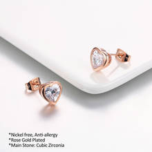 Amor coração brincos para as mulheres aaa + stellux cristal rosa ouro cor prata moda marca jóias de casamento brincos dwe262 2024 - compre barato