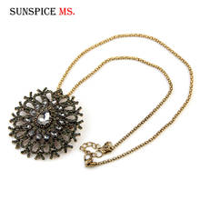 Sunmi, colar com pingente de cristal cinza, exclusivo para mulheres, cor dourada antiga, joias vintage, acessórios de festa, presentes de luxo 2024 - compre barato
