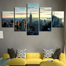 Marco de Arte de pared para decoración del hogar, imágenes en lienzo para sala de estar, Ciudad de Nueva York, pinturas de paisajes, impresiones en HD, carteles, 5 piezas 2024 - compra barato