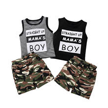 Boys Two-piece Clothes Set, Round Collar Letters Printed Pattern Sleeveless Tops + Shorts 1-4T 2024 - buy cheap