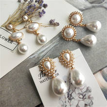 Pendientes de perlas colgantes para mujer, aretes bohemios de lujo, joyería de boda, regalo de fiesta nupcial 2024 - compra barato