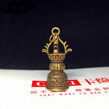 Pure Copper Brass Buddhist Vajra Bell Key Chain Pendants Antique Copper Six-Word Admonition Om Mani Padmei Hum Lucky Keychains 2024 - buy cheap