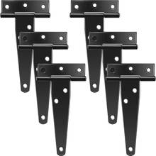 Hot 6 PCS 4 Inch T-Strap Hinges Rustic Gate Strap Hinge Rustproof Gate Door Black Hinges for Windows, Fence and Barn Gates 2024 - buy cheap