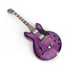 Guitarra eléctrica de jazz, instrumento musical de buena calidad, cuerpo hueco, Agujero f, color morado, doble corte 2024 - compra barato